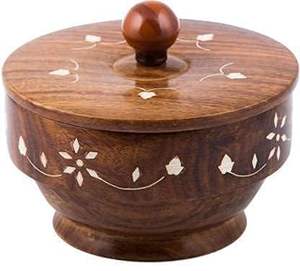 Bol à fruits secs, desserts et salades en bois de Sheesham fait main, moderne et décoratif, avec couvercle, pour une utilisation polyvalente en cuisine - Product Image 2