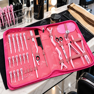 Kit d'outils professionnels de haute qualité en acier inoxydable rose pour extensions de cheveux LUNAR IMPEX, pinces, ciseaux, peignes - Product Image 4