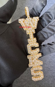 Custom Hip hop Letter Pendant 22K <b>Gold</b> Plated Moissanite Channel Setting Unisex Everyday Wear Custom pendant charm - Product Image 2
