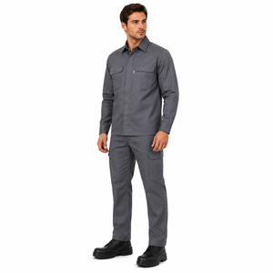 Men Industrial Work Uniform Long Sleeve <b>Shirt</b> Cargo Pants Set Dust Proof Cotton Construction Worker Safety Workwear - Product Image 3