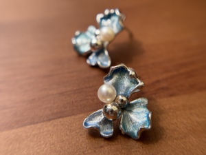 Argent Sterling 925 Fin Boucles D'oreilles à Tige En Email Bleu Et Perles Pour <span class=keywords><strong>Les</strong></span> Bijoux Commemoratifs De Fete - Product Image 2