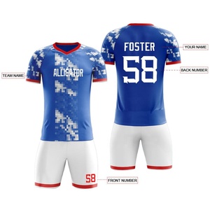 Camiseta de Fútbol Personalizada para Hombre, Malla Azul, 100% Poliéster, Números del Equipo Impresos en Tackle Twill, Manga Corta, Transpirable, Corte Regular - Product Image 3