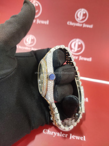 Montre en diamant de Moissanite de testeur de diamant de passe personnalisé de luxe montres de poignet mécaniques en acier inoxydable Buss Down - Product Image 4