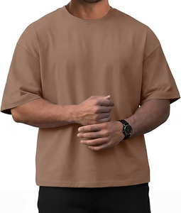 Camiseta de Punto Larga y Holgada para Hombre, 100% Algodón Ecológico, Transpirable, de Secado Rápido, Color Sólido, Manga Corta, Cuello Redondo - Product Image 1