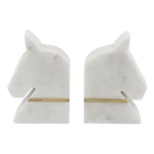 Wholesale Decorative Unique Horse Marble Bookends for Heavy Books Book Holder Perfect for Shelves Decor