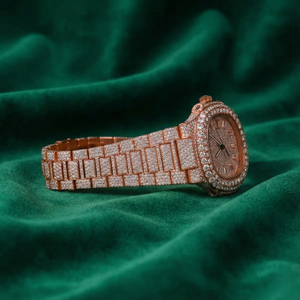 Montre automatique de luxe entièrement sertie de moissanite, or rose, acier inoxydable, saphir, étanche, style diamant, pour homme et femme - Product Image 2