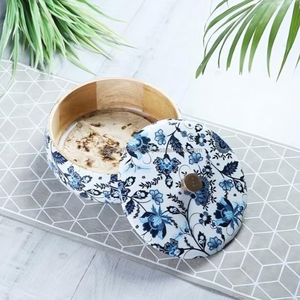 Caja de Roti con estampado floral artesanal con tapa Madera pulida Recuerdo náutico y estilo amor - Product Image 2