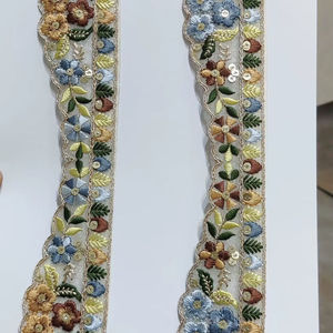 Tela de encaje bordado de diseñador de alta calidad y duradera para vestidos, ribete de encaje bordado, proveedor de textiles de moda para prendas, precio al por mayor. - Product Image 5