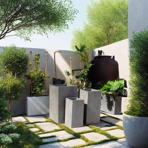 Grands pots cylindriques en béton fibré pour jardin extérieur, patio et décoration intérieure - Product Image 1