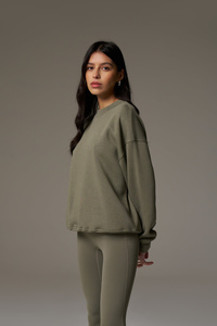 Wholesale Custom Premium Logo Women's Embroidered Sweatshirt Ribbed Neckline Cuffs & Hem Women's <b>Workout</b> <b>Hoodies</b> Sweatshirt - Product Image 3