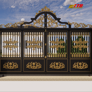 Portail en fer forgé artisanal pour maisons de luxe |   Portail d'entrée décoratif en acier personnalisé, marque TTD, hauteur 7 pieds, écologique, durable, finition poudrée - Product Image 2