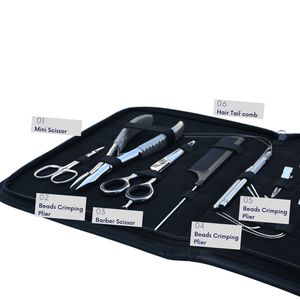 Wholesale Hair Extension Tools Kit Microbeads <b>Crimping</b> Plier Pulling Hook Loop Tool Barber Scissor Tail Comb Rexine Case <b>Set</b> - Product Image 3