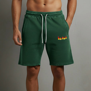 New Arrival <b>Mens</b> Green Sweat <b>Shorts</b> Custom Logo Elastic Waist Drawstring Casual Summer <b>Lounge</b> <b>Shorts</b> Relaxed Fit Streetwear - Product Image 3