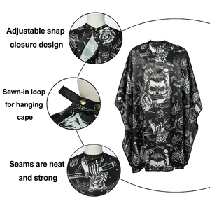 ผ้าคลุมตัดผมโพลีเอสเตอร์พอนจีกันน้ำสำหรับร้านทำผม พร้อมตะขอซิลิโคน รับผลิตตามสั่งพร้อมโลโก้ขายส่ง - Product Image 3