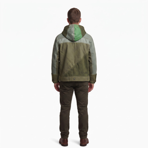 Sudadera con Capucha de Mezclilla con Parches Personalizados al por Mayor, Chaqueta Desgastada para Hombre, Ropa Urbana, Fábrica OEM para EE. UU., Reino Unido y Europa - Product Image 2