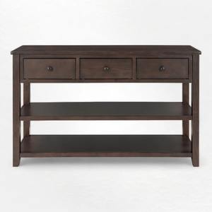 Mesa Consola Moderna de Hierro Marrón Oscuro con 3 Cajones y 2 Estantes Abiertos, Mueble de Almacenamiento para Sala de Estar o Entrada - Product Image 5