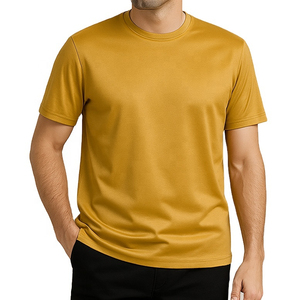 T-shirt à manches courtes gris pour homme, col rond, coupe classique, tricoté, uni, style décontracté - Product Image 2