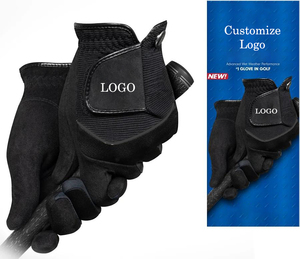 Gants de golf avec emballage personnalisé, paume en cuir Cabretta, doux, pour hommes, couleur noire, OEM, divers matériaux, tailles variées, résistants à la pluie et aux intempéries - Product Image 1
