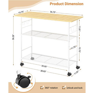 ตู้เก็บของในครัว 3 ชั้น แบบโมเดิร์น พร้อมที่เก็บของ - Product Image 2