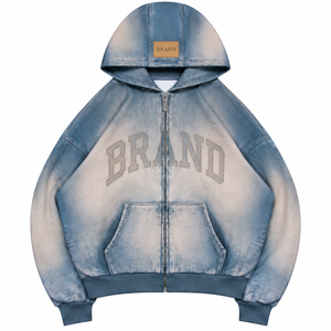 Sudadera con capucha informal para mujer, transpirable, cortavientos, 100% algodón, forro polar, con cremallera, hombros caídos, bolsillo canguro, lavado ácido - Product Image 6