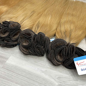 Extensiones de cabello de trama atadas a mano de alta calidad súper doble dibujado 100% paquetes alineados de cutícula Remy Compras ahora - Product Image 4