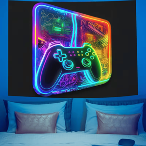 Arazzo 2D piatto con stampa a tema neon, decorazione fluorescente da parete per camera da letto, soggiorno, ufficio - Non poroso - Product Image 3