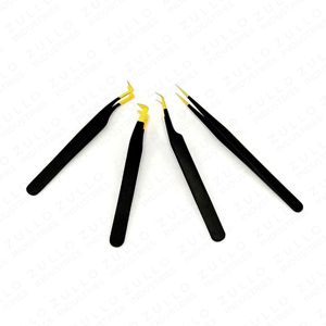 Custom Eyelash Extension Tweezers Black Handle Gold Tip Stainless Steel Volume <b>Lash</b> Precision Tool <b>Kit</b> With Wholesale Price - Product Image 3