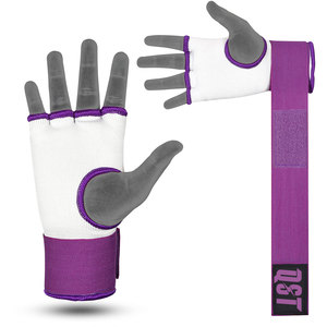 ถุงมือ MMA สีม่วง QST แบบเปิดนิ้ว สำหรับฝึกซ้อมมวย พร้อมผ้าพันมือแบบมีที่รัดข้อมือ ถุงมือชั้นในบุเจล - Product Image 3