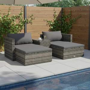 Sofá Modular Grande para Jardín en Ratán PE Gris y Acero con Recubrimiento en Polvo, Colección de Ratán PE Duradera y Elegante - Product Image 1