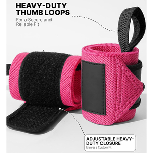 Attelle de soutien du poignet de qualité supérieure avec boucle pour le pouce très résistante, rose et noir, pour la musculation, l'entraînement en force, unisexe - Product Image 3