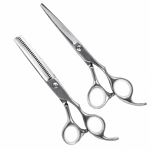 5.5 Inch <b>Barber</b> Scissors <b>Set</b> Straight and Curved Cutting Shears Sand Finish Stainless Steel for Salon Hair Cutting - Product Image 1