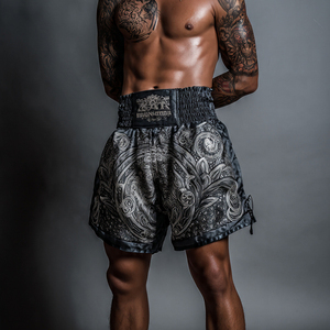 Shorts de boxe Muay Thai OEM en satin, vêtements d'arts martiaux, entraînement MMA, shorts thaïlandais pour hommes, 100% polyester, shorts de boxe Muay Thai pour hommes - Product Image 4