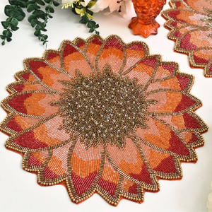 Luxury Handmade Needlework Beaded Placemat Sunflower Design Decorative placemat by glowin fashion - Product Image 1