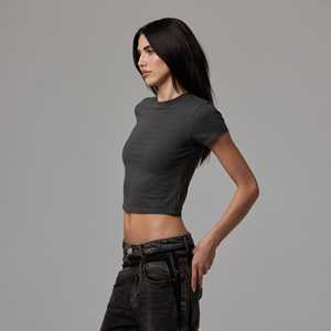 Camiseta Corta de Algodón Elástico para Mujer con Logotipo Personalizado, Corte Ajustado, Manga Corta, Estilo Y2K, Ropa Urbana de Verano, Fabricante Pak - Product Image 4