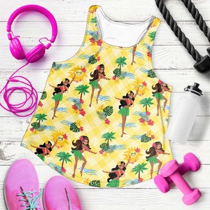 Camiseta sin mangas para mujer con estampado floral tropical amarillo, cuello redondo, transpirable, de poliéster tejido, estilo casual, impresión digital - Product Image 2