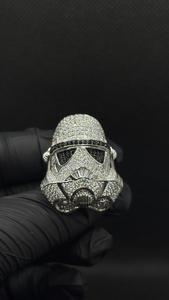 VVS1 <b>Diamond</b> 14K Gold Plated Iced Out Soldier Helmet Engagement Wedding <b>Ring</b> Full <b>Diamond</b> Warrior Mask for Men - Product Image 2