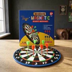 Jeu de fléchettes magnétiques en bois Toys Genie, 15 pouces, avec 6 fléchettes, sûr pour les enfants et les adultes, jeu de cible double face pour intérieur et extérieur - Product Image 4