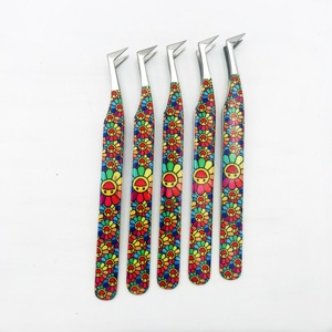 Pince à épiler professionnelle RMI à 90 degrés, revêtement papier, vente en gros, acier inoxydable de haute qualité, pour extensions de cils, pointue - Product Image 1