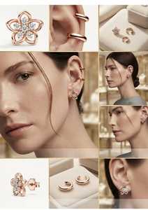Pendientes de Oro Sólido de 9K con Diamantes Cultivados en Laboratorio, Color Oro Rosa, Diseño Floral, para Mujer, Regalo para Fiesta o Boda - Product Image 3