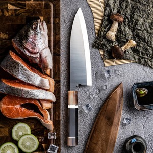 Cuchillo de Chef Japonés de Acero Inoxidable con Acabado Mate-Pulido, Mango de Madera, Cuchillos de Cocina para Filetear, Cuchillo para Sashimi - Product Image 5
