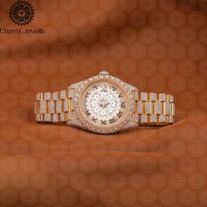 Montre pour homme Charm Jewells en acier inoxydable, boîtier de 40 mm, accents de diamants, analogique, luxe, mode, mouvement mécanique, date automatique, fonction push - Product Image 4