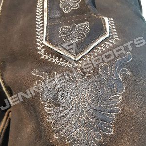 Lederhosen d'Oktoberfest pour hommes, style allemand, en cuir de vachette véritable et daim, style autrichien bavarois, taille mi-haute, grande taille - Product Image 5