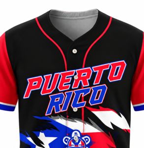 Camiseta de Béisbol Corex Puerto Rico Negra con Botones, Manga Corta, Sublimada, Transpirable, 100% Poliéster, Uniforme de Equipo Unisex - Product Image 4