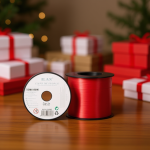 Nastro regalo Ilan 1 cm x 100 m rosso per confezionare regali - Product Image 3
