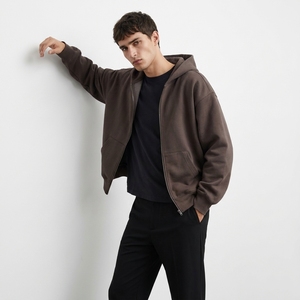 Sweat-shirts à capuche épais zippés, coupe courte et ample, de haute qualité, personnalisables avec logo, directement de l'usine - Product Image 1