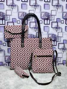 Fashion Chevron Pattern Handbag Set for Women – Tote Bag + Crossbody + Wallet + Pouch (4-Piece Set) - Product Image 2