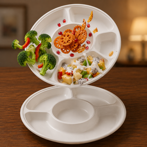 Assiette multi-compartiments durable pour un service de repas et de collations organisé, assiettes à repas à 7 compartiments, repas scolaire et événements en plein air - Product Image 1