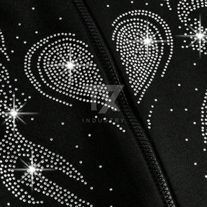 Women Rhinestone Lined Hoodies Knitted 100% Cotton Winter Front Durable Breathable Stylish - Product Image 6
