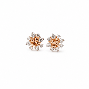Namivaa 18Kt Rose Gold Brilliant Cut Diamond Cluster Stud Earrings Micro <b>Insert</b> Women High Polish Floral Party Wedding Daily - Product Image 2