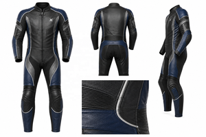 Combinaison de moto en cuir une pièce Sport Touring |   Noir Bleu marine |   Fabricant OEM ODM |   Qualité de conception haut de gamme |   Vêtements de course - Product Image 6